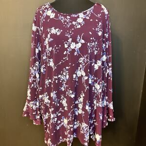 Karl Lagerfeld Women’s 3/4 Sleeve Floral Print Blouse Ruffled Size 2X